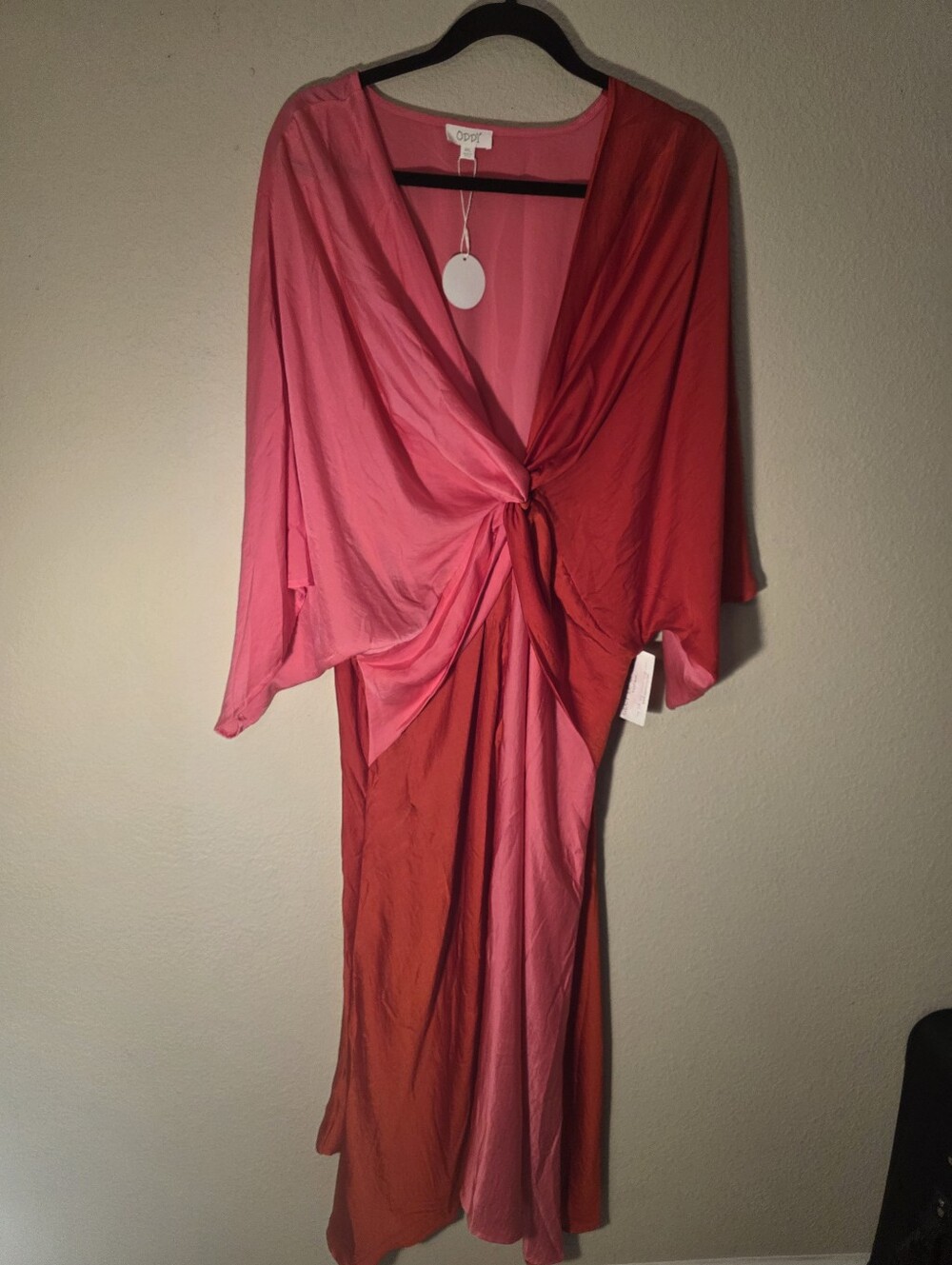 Double-Tone Pink Knot-Front Dress